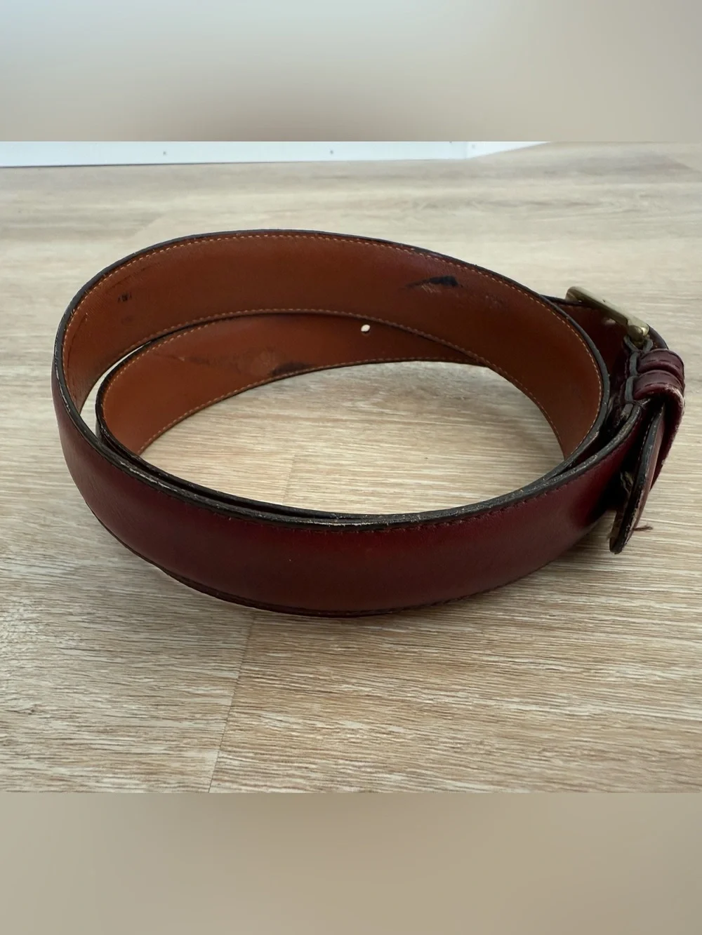 Coach burgundy leather cowhide belt with brass buckle size 32